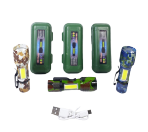 Mini Linterna Tactica Camufladas o negra  - Recargable Usb Aluminio Zoom Led
