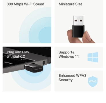 PLACA RED USB NANO MERCUSYS / MA12N / 300MBPS - Image 3