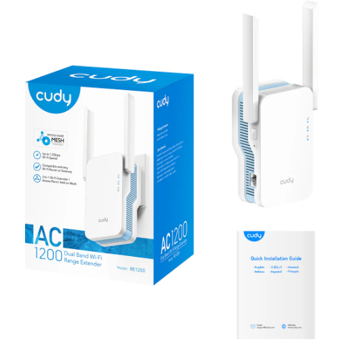Repetidor - Extensor de rango WIFI / Cudy RE1200 / 867Mbps / AC1200 / Dual Band