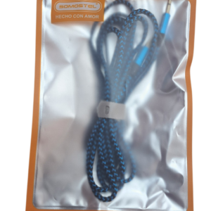 CABLE AUXILIAR 3.5MM A 3.5MM / MALLADO REFORZADO / 2 Metros / BZ28 / Azul