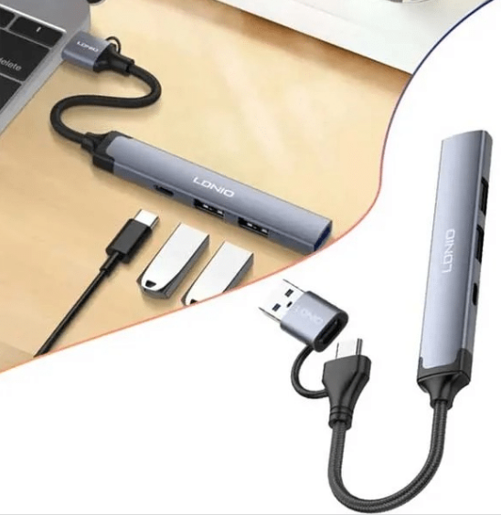 HUB USB C y USB A / 1 USB C / 2 USB A 2.0 / 1 USB A 3.0 / LDNIO DS-64C - Image 3