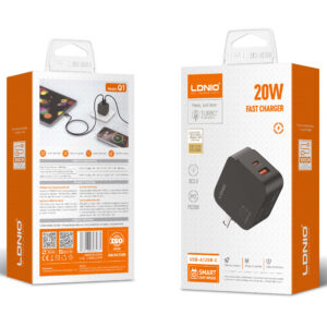 CARGADOR CABEZAL LDNIO Q1 / CARGA RAPIDA / 20W / 1 PUERTO USB / 1PUERTO USB-C