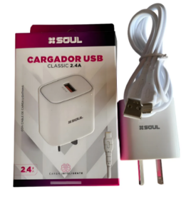 CARGADOR CABEZAL SOUL / USB 2.4A / Cable MicroUSB /  CVJ-XUSB1M