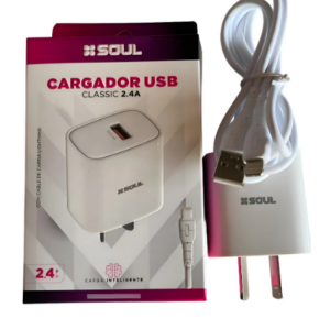CARGADOR CABEZAL SOUL / USB 2.4A / CON CABLE/  CVJ-XUSB1BL