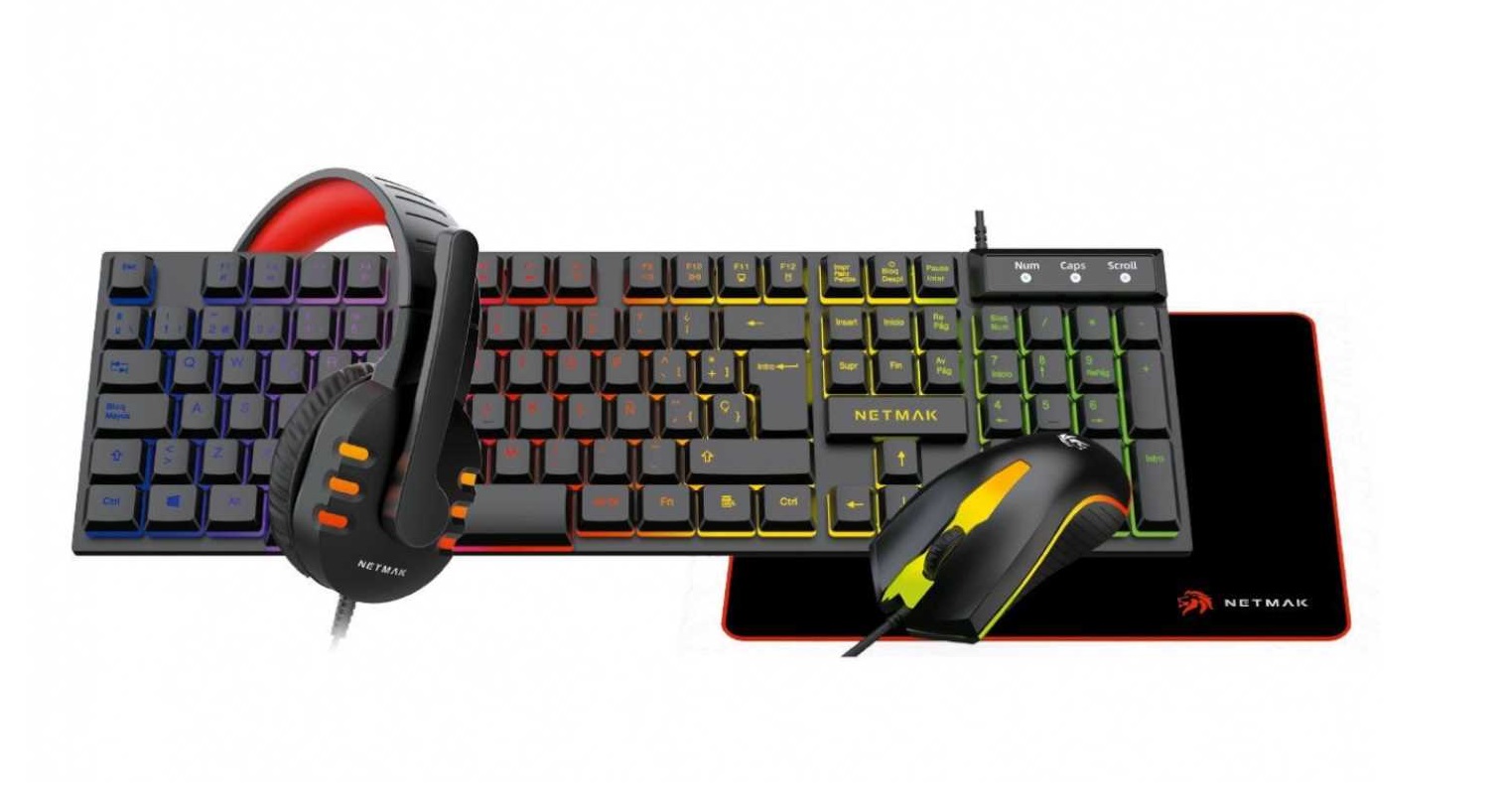 COMBO GAMER 4 EN 1 TECLADO+ MOUSE +AURICULAR + MOUSEPAD / NETMAK NM-GC479 - Image 2