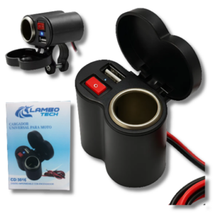 CARGADOR PARA MOTO USB / Impermeable p / Toma 12V / 2.1A  / Lambo Tech CD-3016