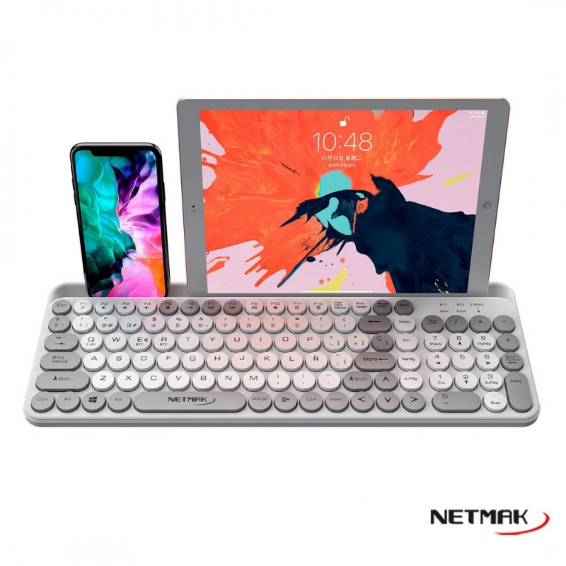TECLADO NETMAK INALAMBRICO / BT 5.0 / NM-KB380 / BLANCO - Image 4