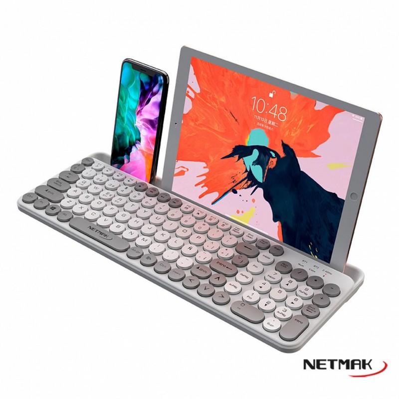 TECLADO NETMAK INALAMBRICO / BT 5.0 / NM-KB380 / BLANCO - Image 3