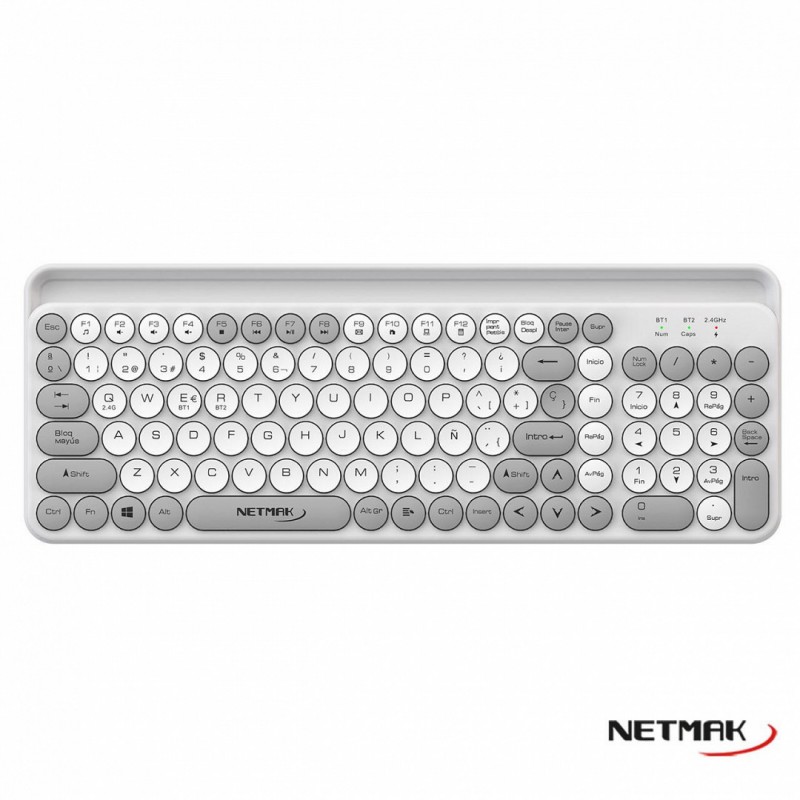TECLADO NETMAK INALAMBRICO / BT 5.0 / NM-KB380 / BLANCO - Image 5