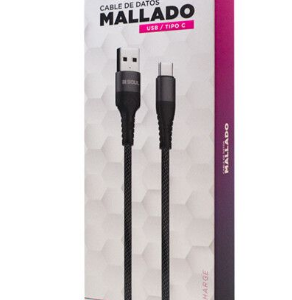 CABLE USB MALLADO TIPO-C a USB / SOUL / 2.4A / Negro y Rojo