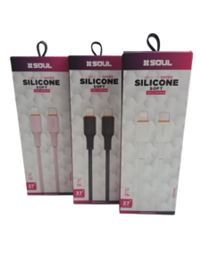 CABLE USB SOUL SILICONE SOFT TIPO C A IPHONE 1.5MT / NEGRO / ROSA / BLANCO