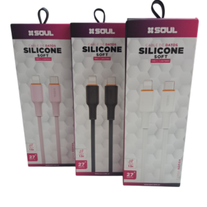 CABLE USB SOUL SILICONE SOFT TIPO C A IPHONE 1.5MT / NEGRO / ROSA / BLANCO