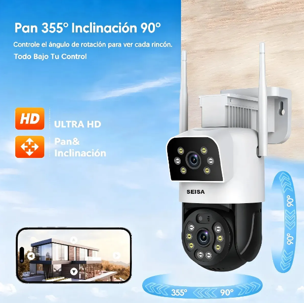 CAMARA IP EXTERIOR / DOBLE LENTE / WIFI FULL HD 1080P / SEISA IPC-ZAS08 - Imagen 4