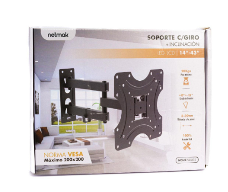 SOPORTE TV  14″ a 43″ / VESA 200×200 / NETMAK NM-ST34