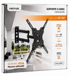 SOPORTE TV NETMAK NM-ST36 32" A 60" VESA 400X400