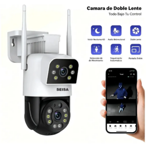 CAMARA IP EXTERIOR / DOBLE LENTE /  WIFI FULL HD 1080P /  SEISA IPC-ZAS08