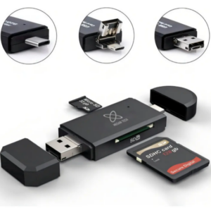 LECTOR DE TARJETAS DE MEMORIA 3 en 1 / USB / USB-C / Micro USB