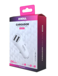 CARGADOR 12V USB DUAL / 10W / 2.4A / Incluye CABLE TIPO-C