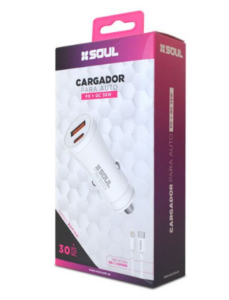 CARGADOR 12V USB / 38W / 1 USB + 1 USB C / Incluye CABLE TIPO-C a C