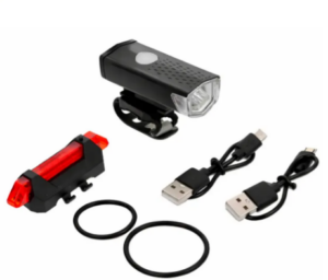 KIT LUZ DELANTERA y TRASERA PARA BICICLETA / BATERIA RECARGABLE