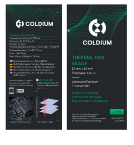Thermal Pad Coldium Skade / 50x50 / 1.0mm / Premium Pro / Oc 17W/mK